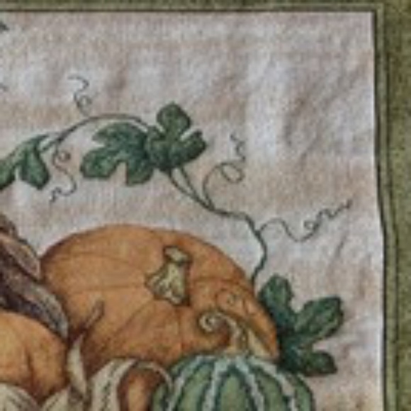 Thanksgiving OCTOBER WEEKEND Cornucopia Pumpkin TAPESTRY Wall Hanging w/WOOD ROD - Picture 8 of 15